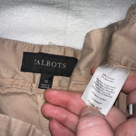 Talbots Women’s Wide Leg Belted Crop Pants Khaki Tan Size 12 EUC - Picture 5 of 11